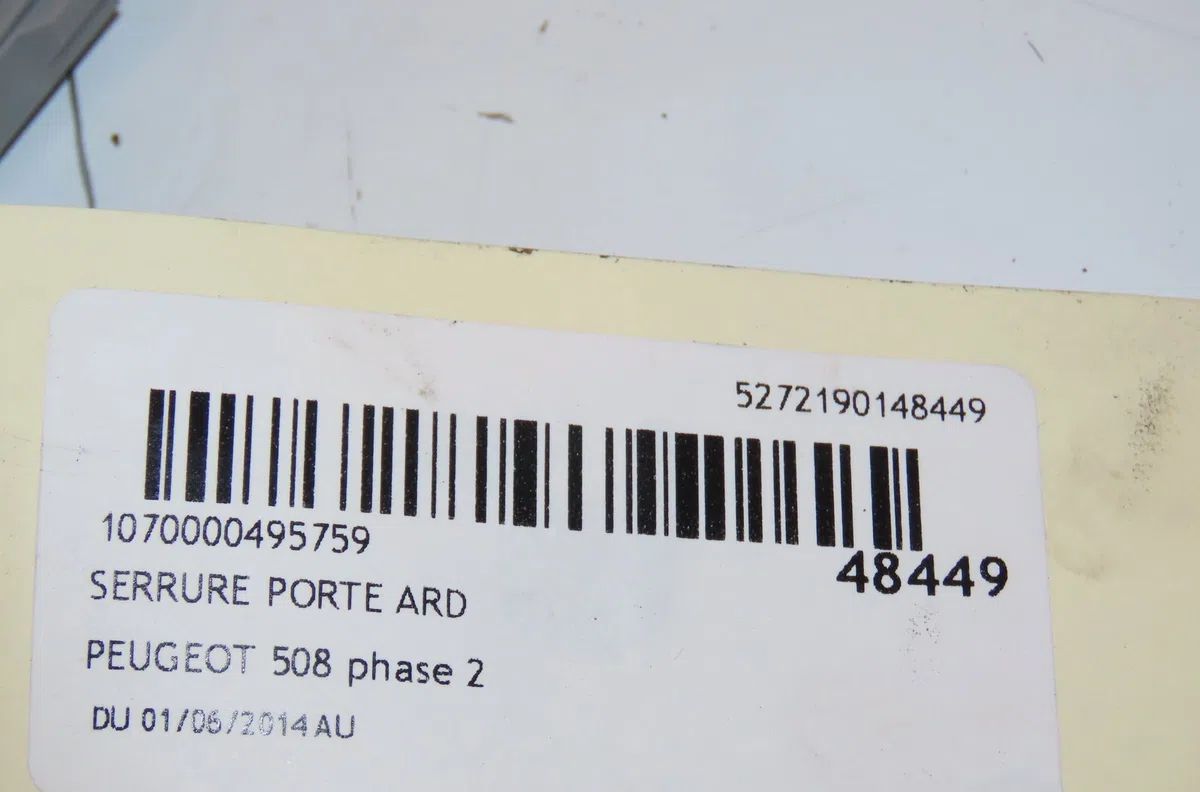 Serrure porte ard Peugeot 508 I (8D_) 2.0 bluehdi 180 (2014-2018) occasion