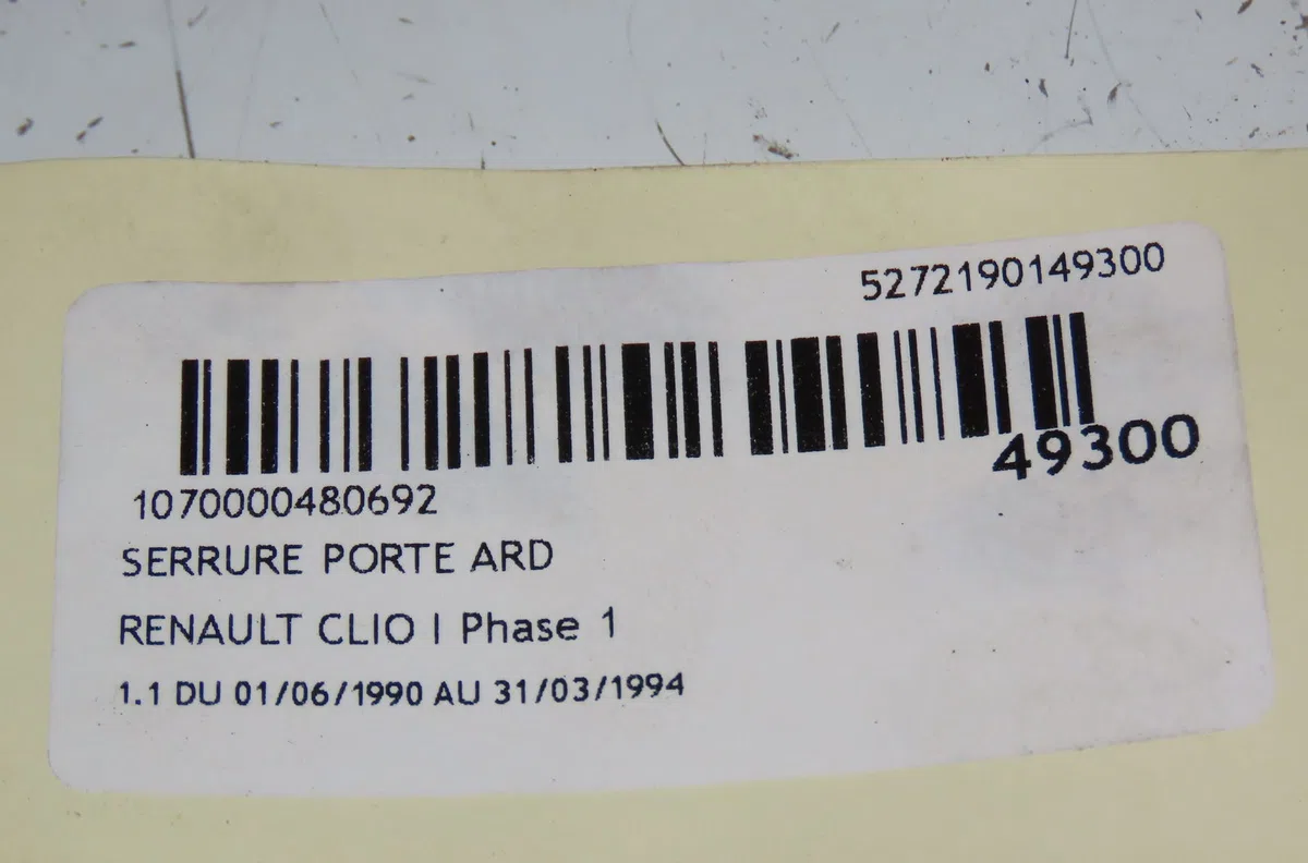 Serrure porte ard Renault CLIO I (B-C57_, 5-357_) 1.1 (1991-1998) occasion