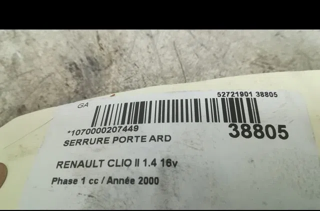 Serrure porte ard Renault CLIO II (BB_, CB_) 1.4 16v (b-cb0p, bb13) (2000-2008) 5 portes occasion