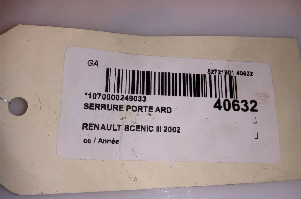Serrure porte ard RENAULT GRAND SCENIC III 2002 occasion