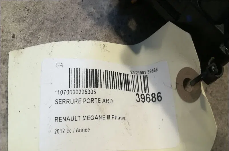 Serrure porte ard Renault MEGANE III Grandtour (KZ0-1) 1.5 dci (kz0c, kz1a) (2009) occasion