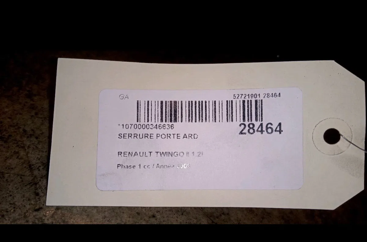 Serrure porte ard RENAULT TWINGO II 2009 occasion