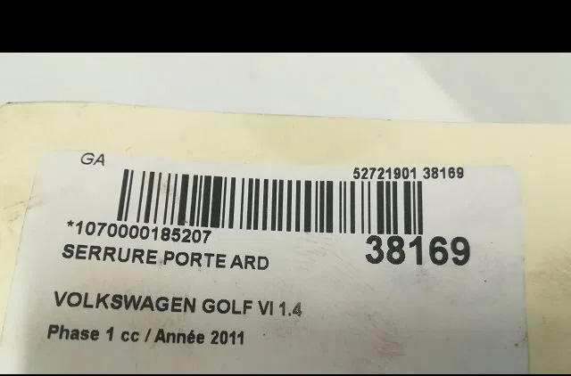 Serrure porte ard Volkswagen GOLF VI (5K1) 1.4 (2008-2012) 5 portes occasion