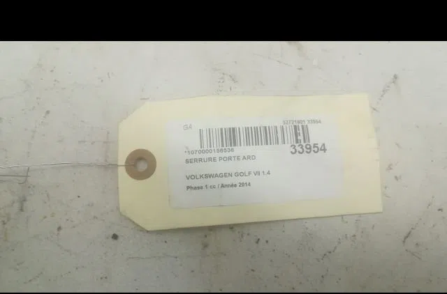Serrure porte ard Volkswagen GOLF VII (5G1, BQ1, BE1, BE2) 1.4 tsi (2014-2020) occasion