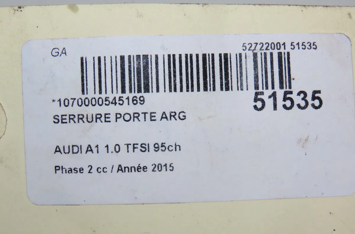 Serrure porte arg Audi A1 Sportback (8XA, 8XF) 1.0 tfsi (2015-2018) occasion
