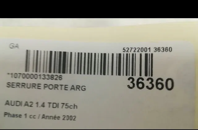Serrure porte arg AUDI A2 2002 occasion