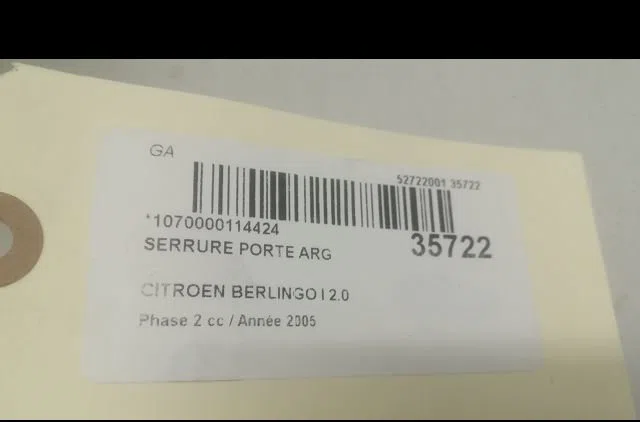 Serrure porte arg CITROEN BERLINGO I 2005 occasion