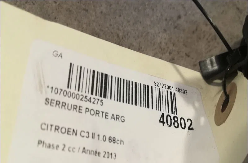 Serrure porte arg Citroen C3 II (SC_) 1.0 vti 68 (2012) 5 portes occasion