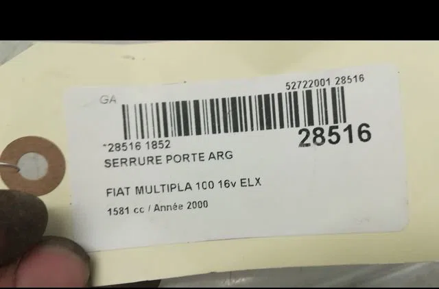 Serrure porte arg FIAT MULTIPLA 2000 occasion