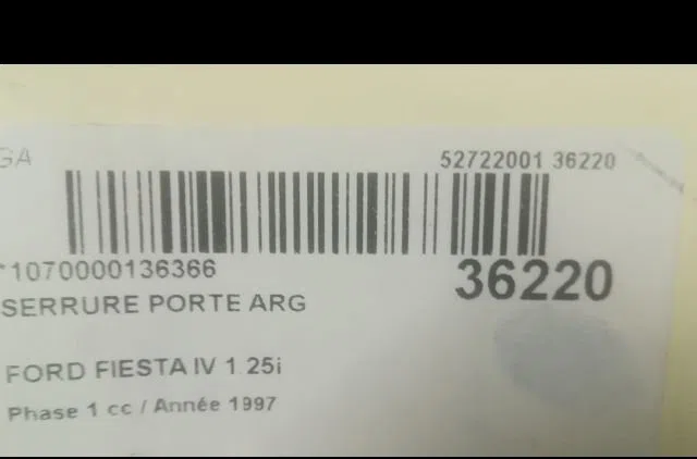 Serrure porte arg Ford FIESTA IV (JA_, JB_) 1.25 i 16v (1995-2002) 5 portes occasion