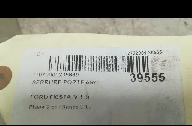 Serrure porte arg Ford FIESTA IV (JA_, JB_) 1.3 i (1995-2002) occasion