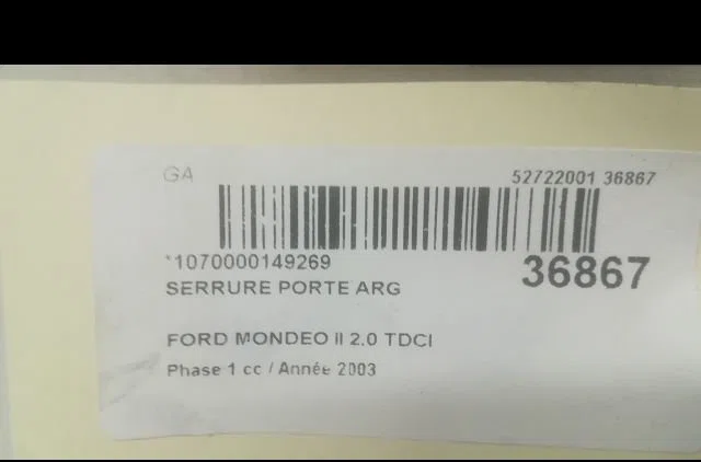 Serrure porte arg Ford MONDEO III (B5Y) 2.0 16v tddi - tdci (2000-2007) 5 portes occasion