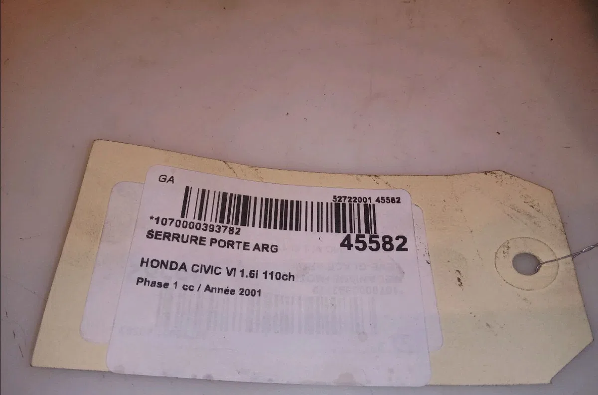 Serrure porte arg Honda CIVIC VII Hatchback (EU, EP, EV) 1.6 i (ep2, eu8, eu6) (2001-2005) occasion