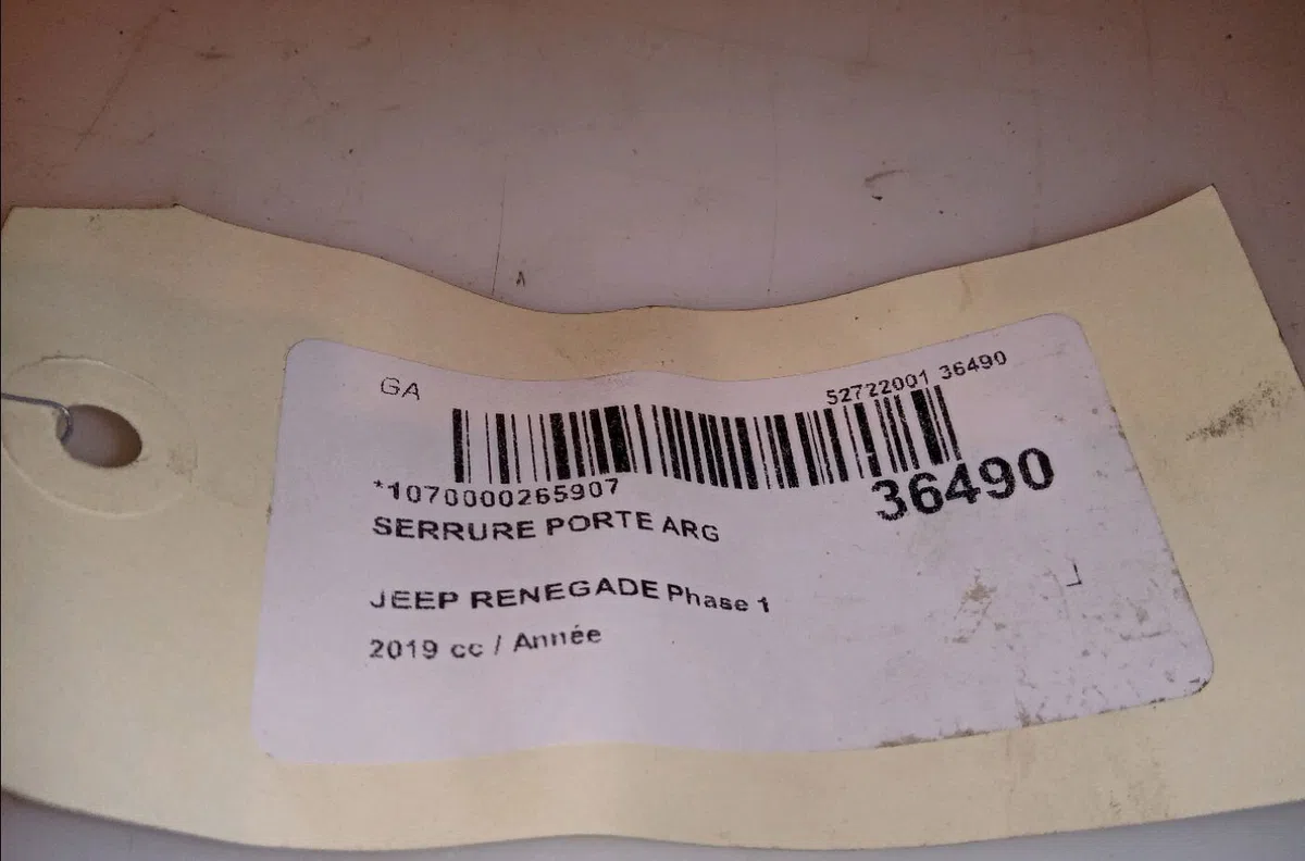 Serrure porte arg JEEP RENEGADE 2019 occasion