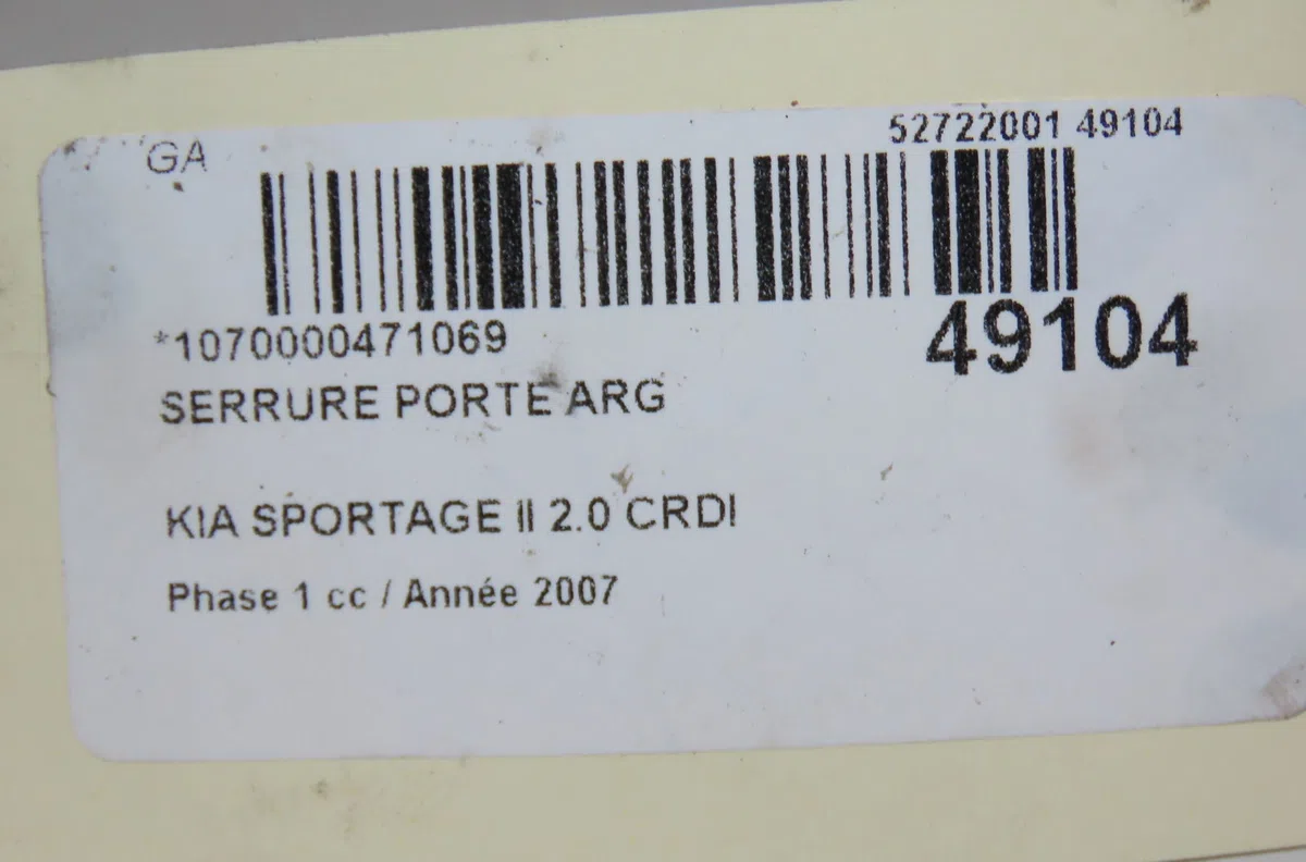 Serrure porte arg Kia SPORTAGE II (JE_, KM) 2.0 crdi (2006-2010) occasion