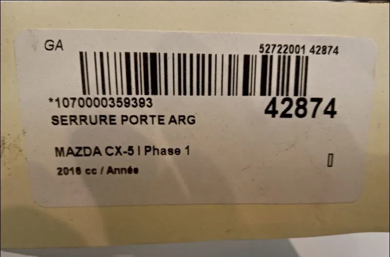 Serrure porte arg Mazda CX-5 (KE, GH) 2.2 d awd (ke102) (2012-2017) 5 portes occasion