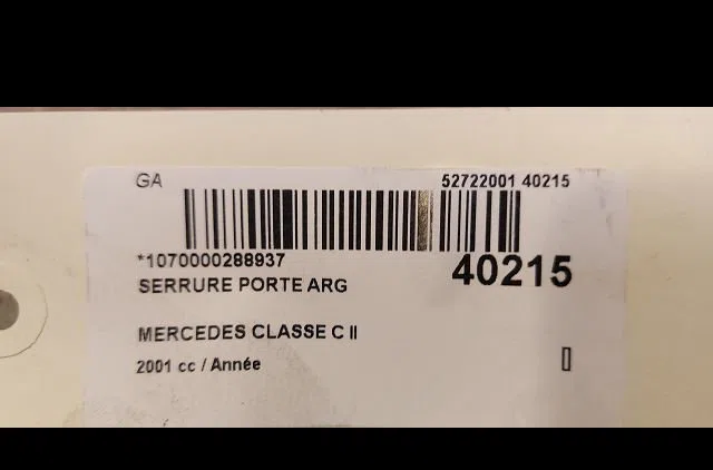 Serrure porte arg Mercedes-benz CLASSE C (W203) C 220 cdi (203.006) (2000-2007) occasion
