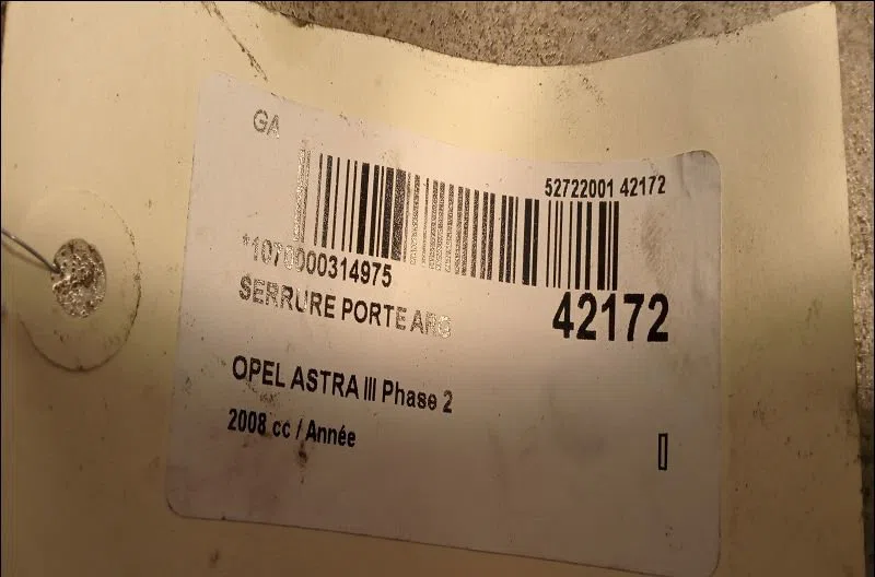 Serrure porte arg Opel ASTRA H (A04) 1.7 cdti (l48) (2004-2010) 5 portes occasion