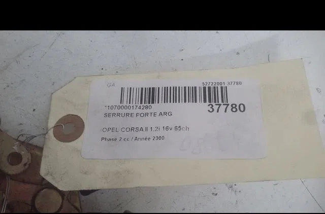 Serrure porte arg OPEL CORSA II 2000 occasion