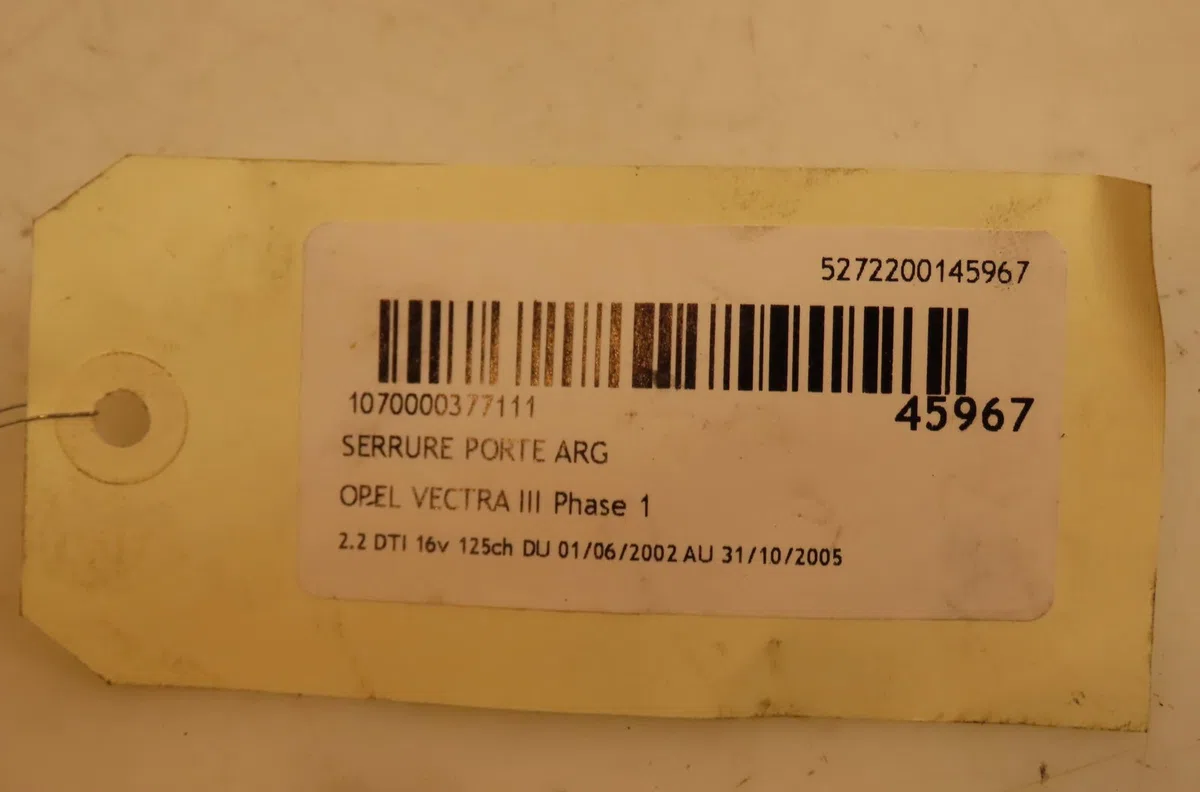 Serrure porte arg Opel VECTRA C GTS (Z02) 2.2 dti 16v (f68) (2002-2006) occasion