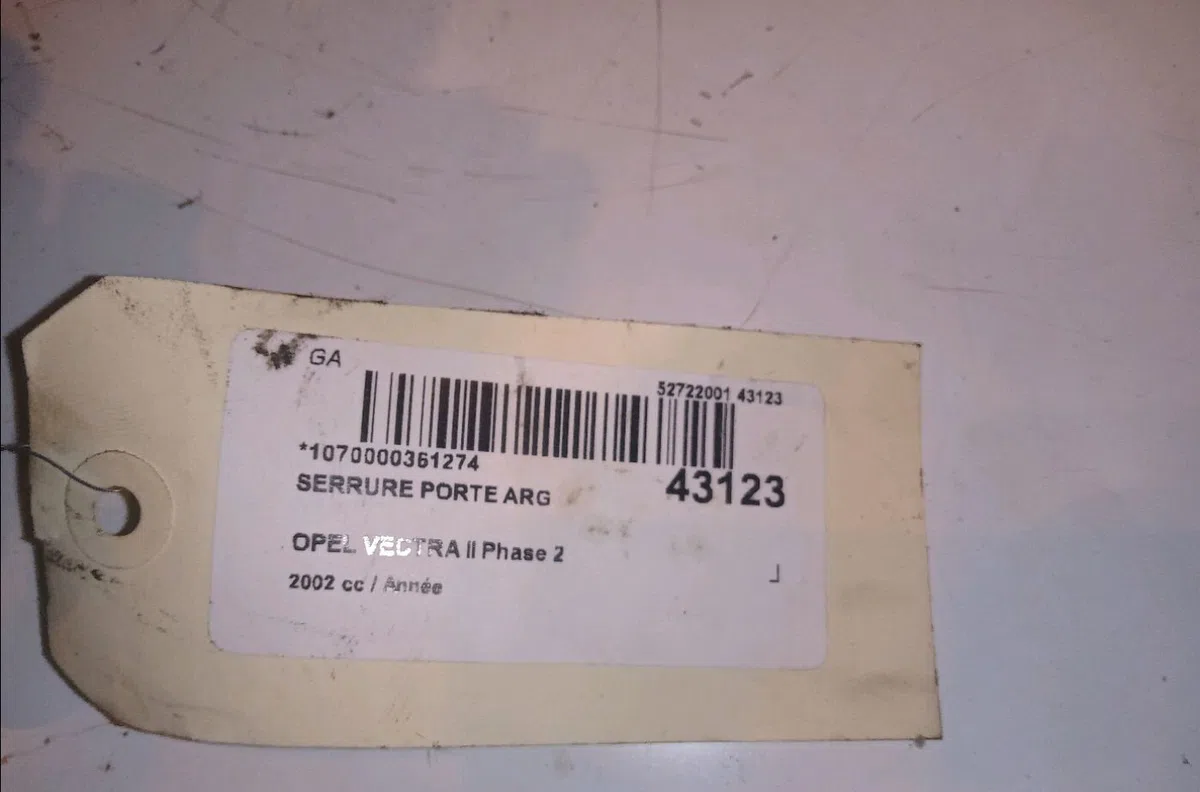 Serrure porte arg Opel VECTRA C (Z02) 2.2 16v (f69) (2002-2008) occasion
