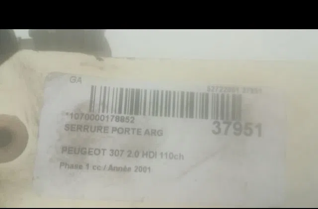 Serrure porte arg Peugeot 307 (3A-C) 2.0 hdi 110 (2000-2007) occasion