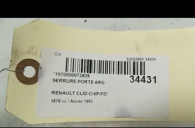 Serrure porte arg Renault CLIO I (B-C57_, 5-357_) 1.9 d (b-c-s576, b-c-s57l) (1991-1998) occasion