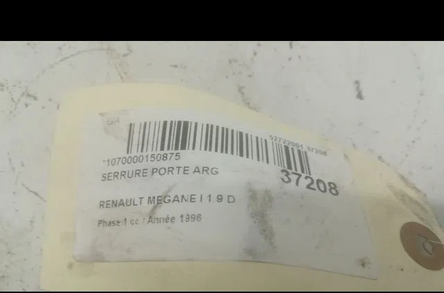 Serrure porte arg Renault MEGANE I (BA0-1_) 1.9 d eco (ba0a, ba0u, ba0r) (1996-2003) occasion