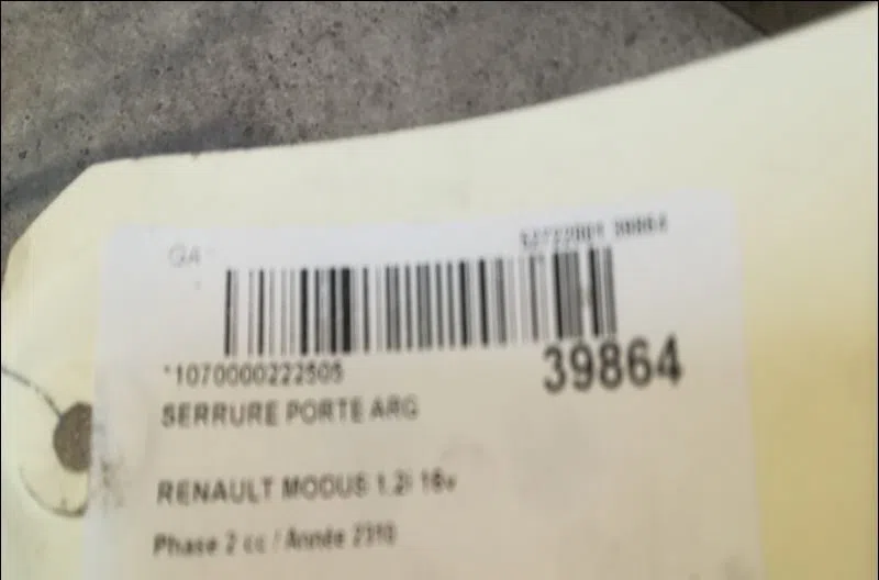 Serrure porte arg Renault MODUS - GRAND MODUS (F-JP0_) 1.2 (jp0c, jp0k, fp0c, fp0k, fp0p, jp0p, jp0t) (2004) 5 portes oc