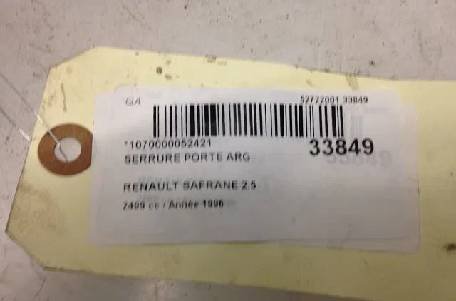 Serrure porte arg Renault SAFRANE I (B54_) 2.5 dt (b548) (1992-1996) occasion