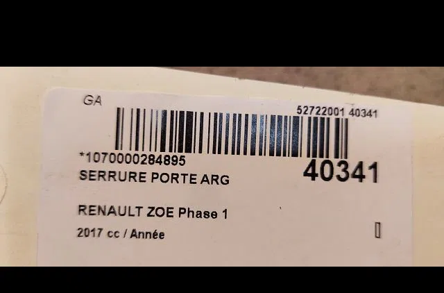 Serrure porte arg Renault ZOE (BFM_) Zoe (2012) 5 portes occasion