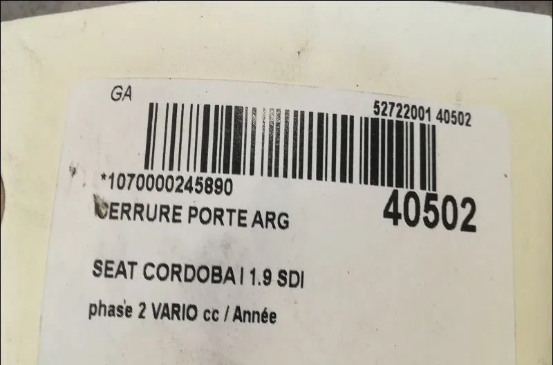 Serrure porte arg Seat CORDOBA Vario (6K5) 1.9 sdi (1999-2002) occasion