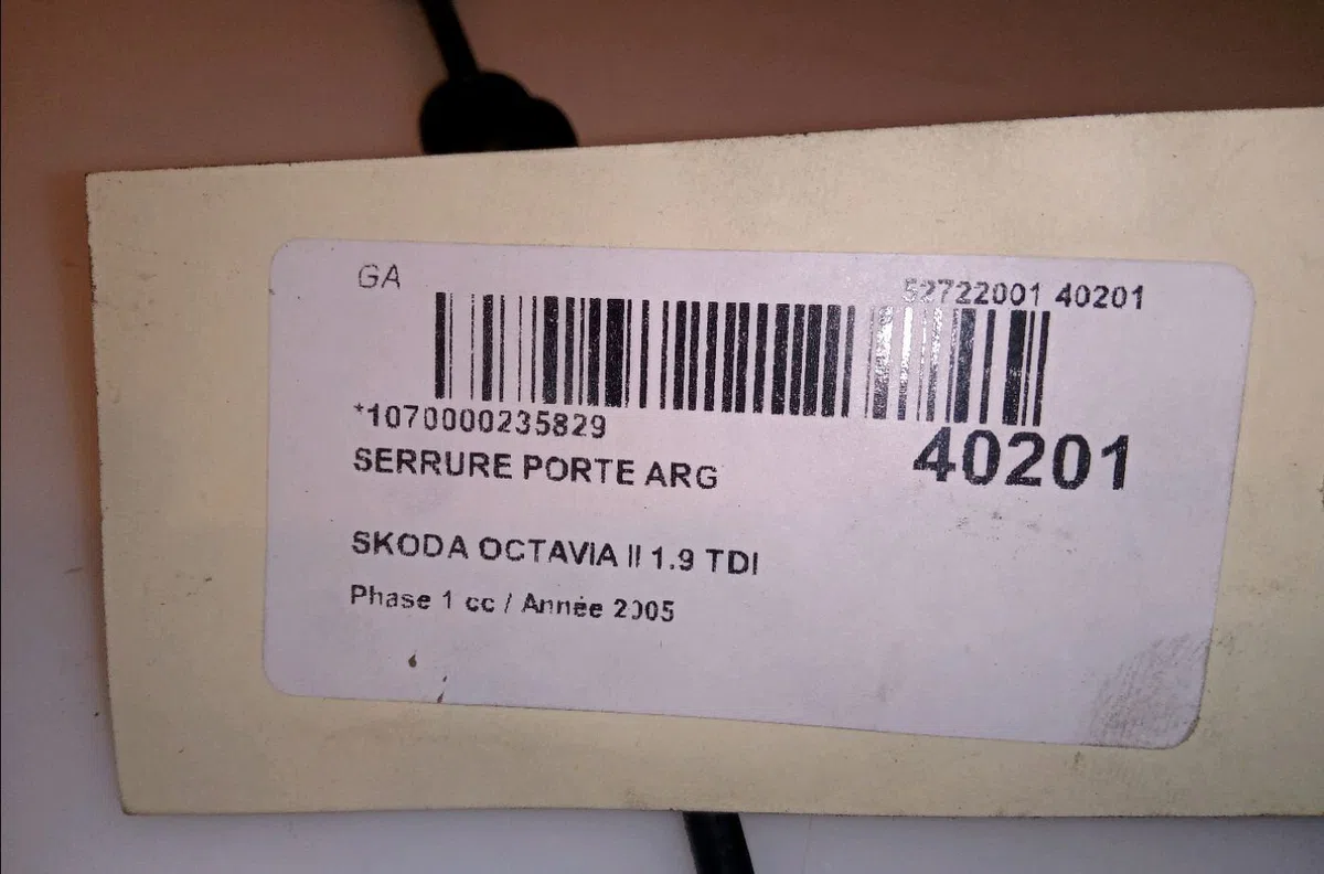 Serrure porte arg Skoda OCTAVIA II (1Z3) 1.9 tdi (2004-2010) occasion