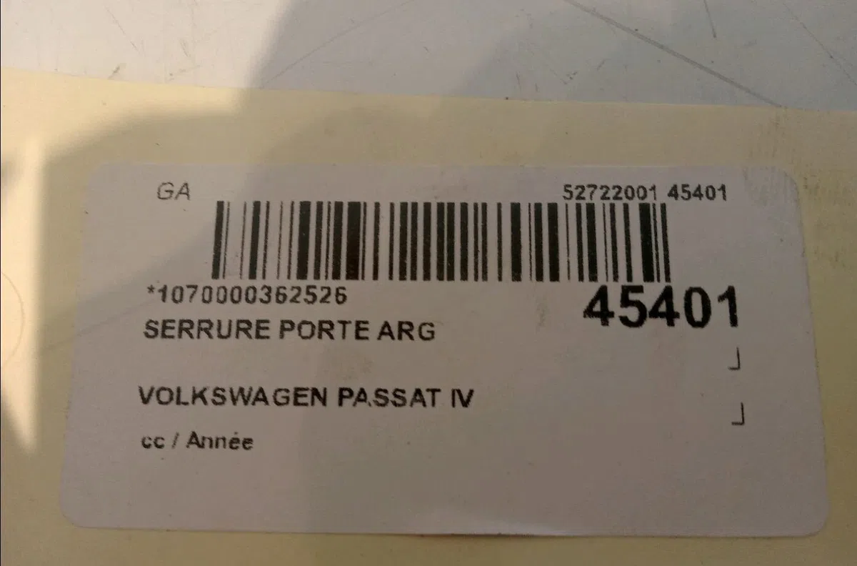 Serrure porte arg Volkswagen PASSAT B6 Variant (3C5) 2.0 tdi (2005-2010) 5 portes occasion