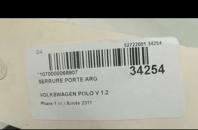 Serrure porte arg Volkswagen POLO V (6R1, 6C1) 1.2 tdi (2009) 5 portes occasion