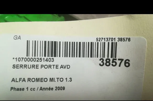 Serrure porte avd Alfa romeo MITO (955_) 1.3 multijet (955axh1b, 955axt1a) (2008-2010) 3 portes occasion