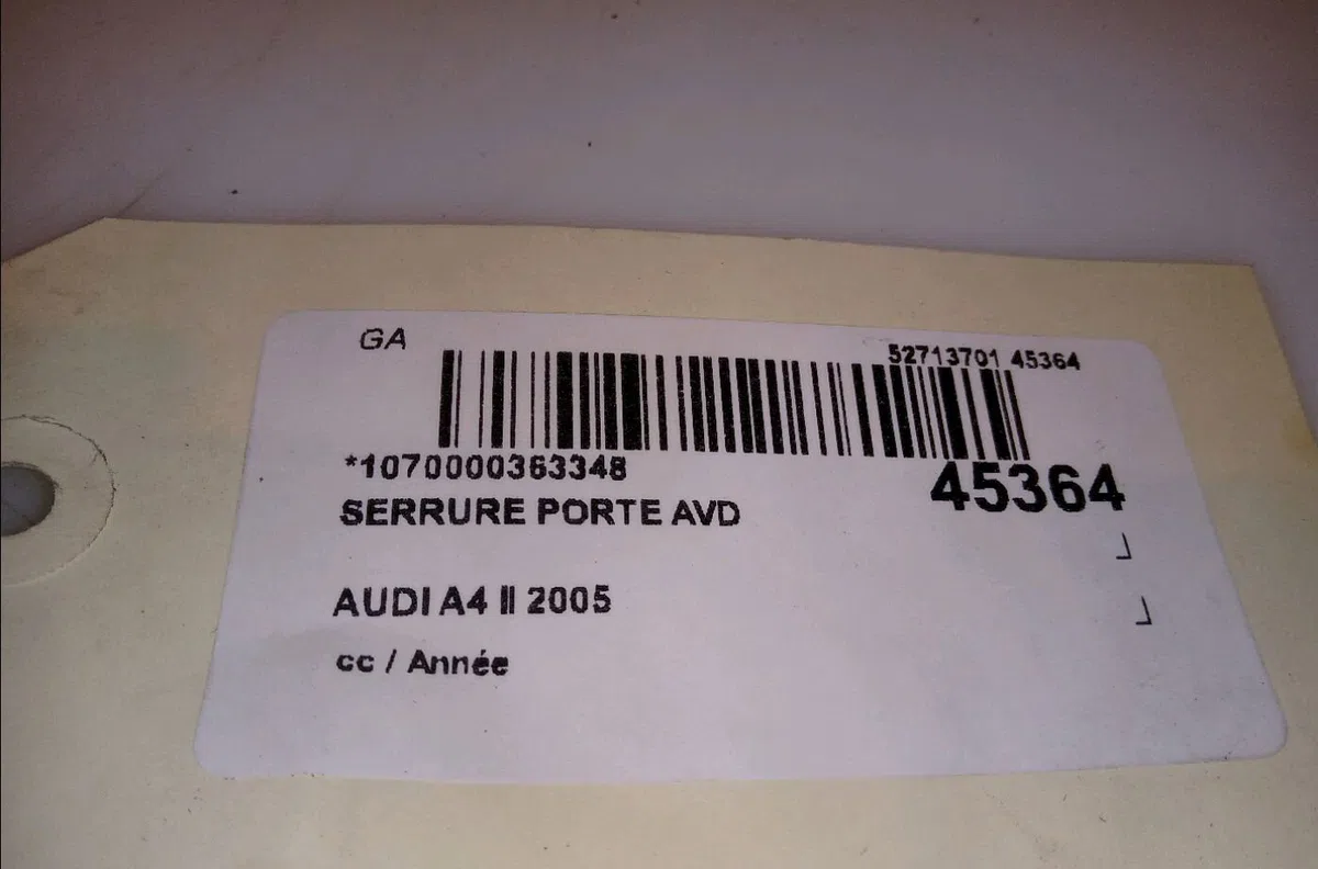 Serrure porte avd Audi A4 B7 Avant (8ED) 2.0 tdi (2004-2008) occasion