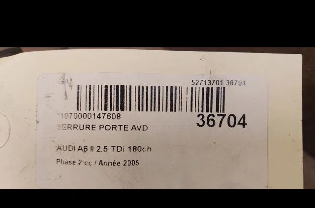 Serrure porte avd Audi ALLROAD C5 (4BH) 2.5 tdi quattro (2000-2005) occasion