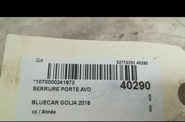 Serrure porte avd Bluecar BLUEUTILITY Ev50 (2011) 3 portes occasion