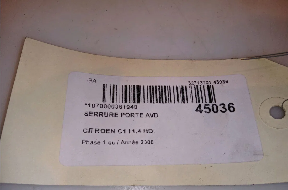 Serrure porte avd CITROEN C1 I 2006 occasion