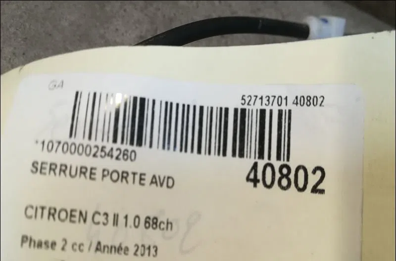 Serrure porte avd Citroen C3 II (SC_) 1.0 vti 68 (2012) 5 portes occasion