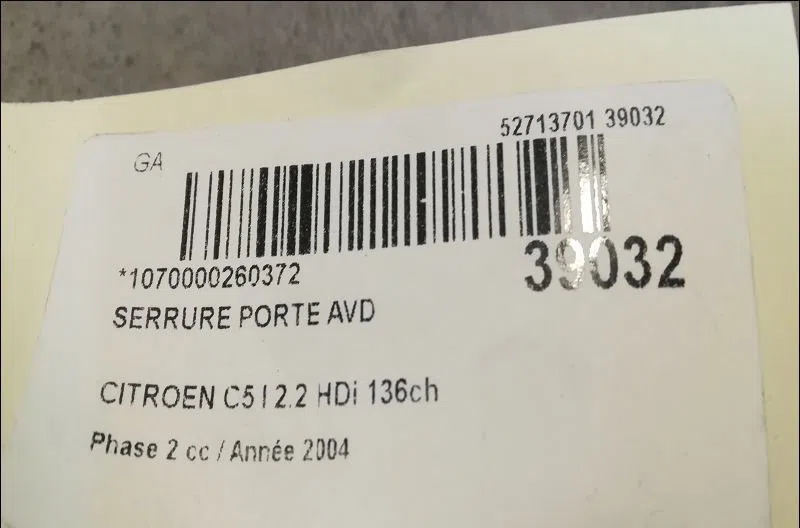 Serrure porte avd Citroen C5 II (RC_) 2.2 hdi (rc4hxe) (2004-2008) occasion