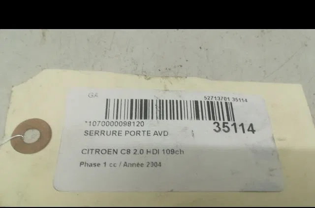 Serrure porte avd Citroen C8 (EA_, EB_) 2.0 hdi (2002) occasion