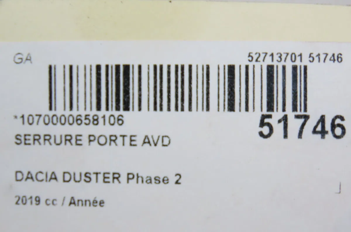 Serrure porte avd Dacia DUSTER (HM_) 1.3 tce 130 (hmmf) (2019) occasion