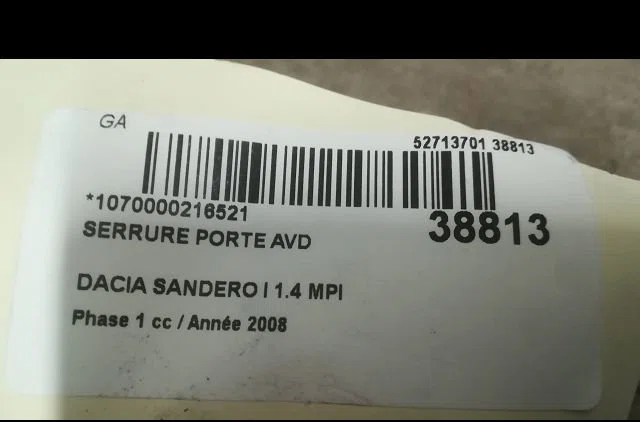 Serrure porte avd Dacia SANDERO 1.4 (bs0c, bs0a, bs0g, bs1f, bs0e) (2008) occasion