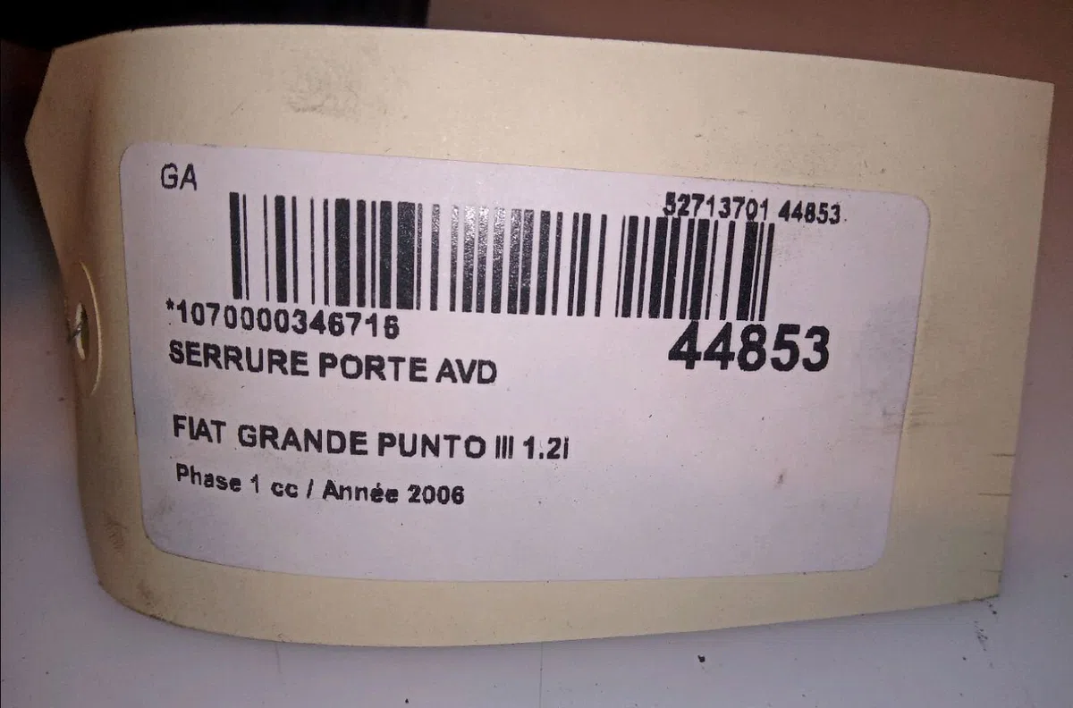 Serrure porte avd Fiat GRANDE PUNTO (199_) 1.2 (2005) occasion