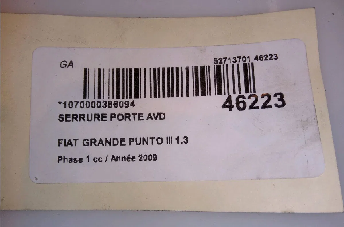 Serrure porte avd Fiat GRANDE PUNTO (199_) 1.3 d multijet (2008) occasion