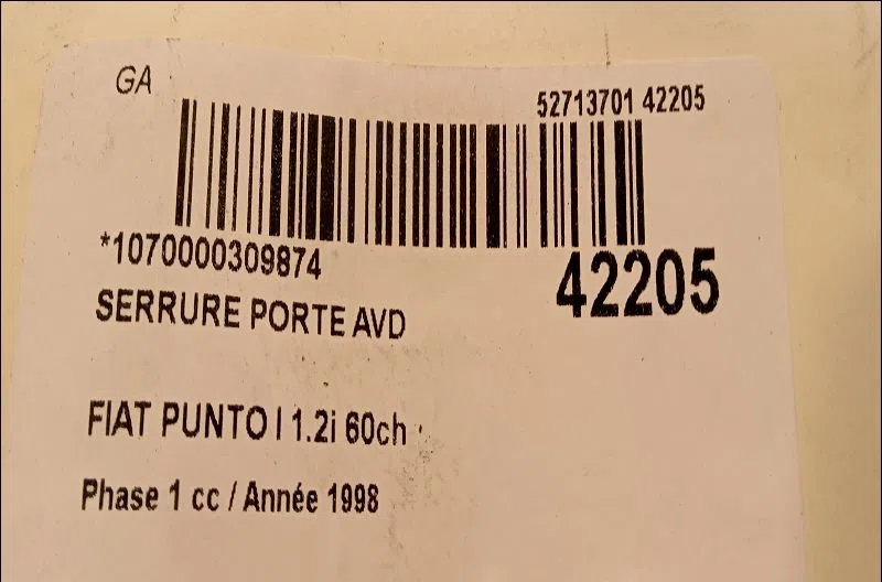 Serrure porte avd Fiat PUNTO (176_) 60 1.2 (176ap, 176ar, 176aq, 176bb) (1993-1999) occasion
