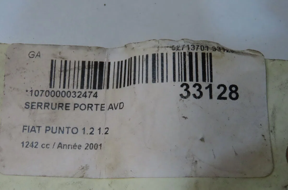 Serrure porte avd Fiat PUNTO (188_) 1.2 16v 80 (188.233, .235, .253, .255, .333, .353, .639,... (1999-2006) occasion