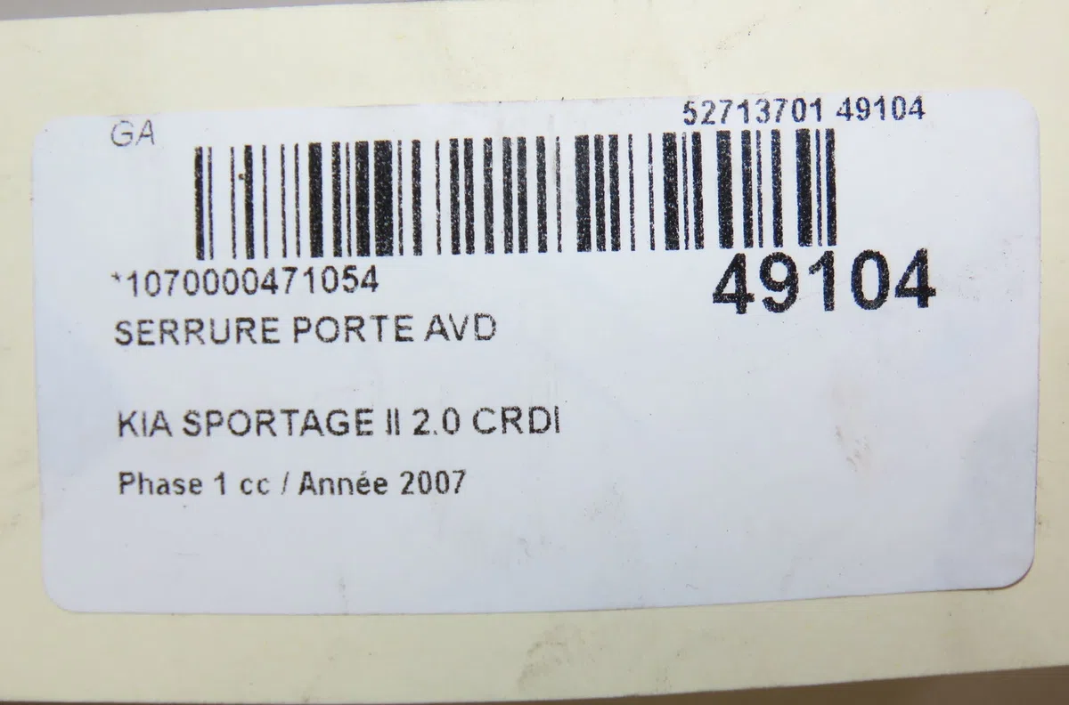 Serrure porte avd Kia SPORTAGE II (JE_, KM) 2.0 crdi (2006-2010) occasion
